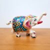 elefante cloisonné branco e azul com coloridos 10cm decoração indiana