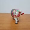 Elefante de metal esmaltado com técnica Cloisonné branco azul color 10cm