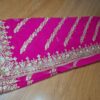 Sari indiano de seda luxuoso para noivas pink e dourado bordado e pedrarias