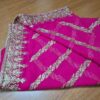 Sari indiano de seda luxuoso para noivas pink e dourado bordado e pedrarias