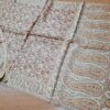 Echarpe indiana algodão com viscose dupla face estampa de arabescos marrom e bege