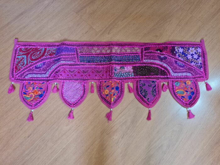 bandô de porta indiano (toran) em patchwork, cor pink e colorido