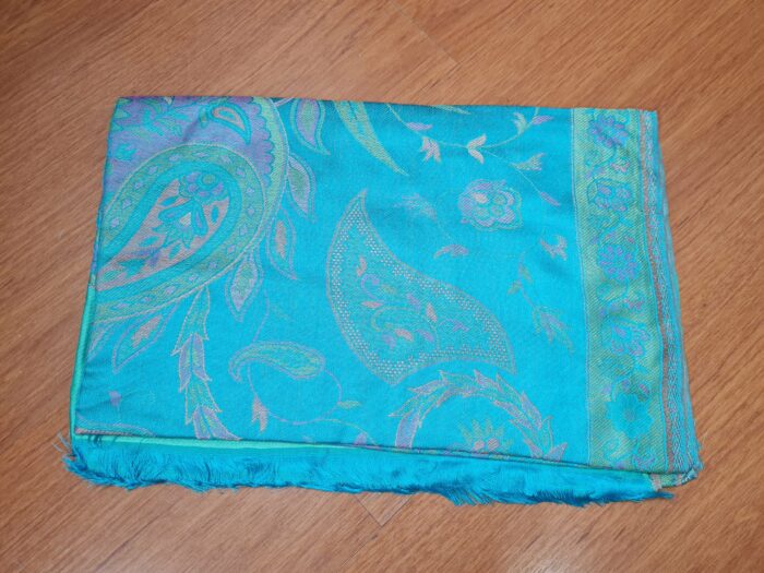 Echarpe indiana  dupla face viscose luxuosa estampa paisleys azul