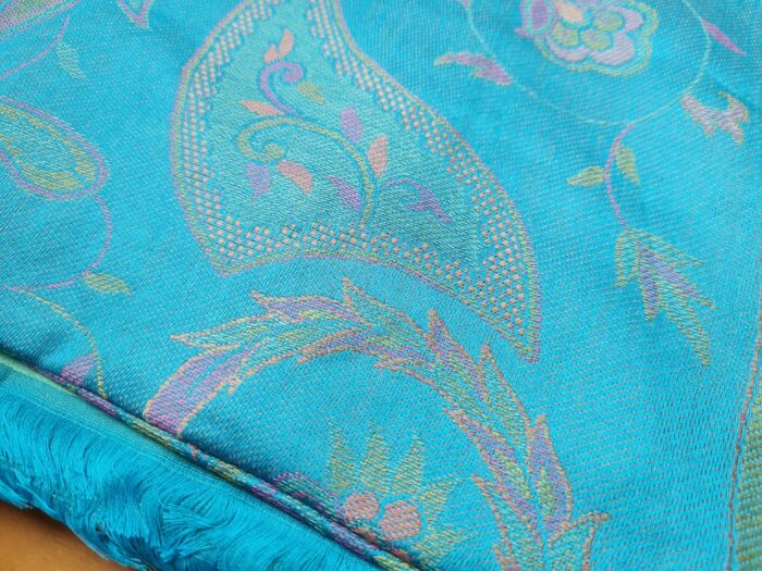 Echarpe indiana  dupla face viscose luxuosa estampa paisleys azul