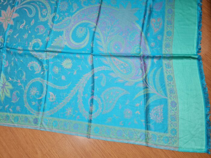 Echarpe indiana  dupla face viscose luxuosa estampa paisleys azul