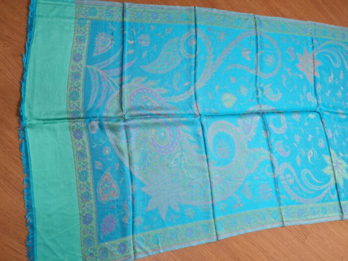 Echarpe indiana  dupla face viscose luxuosa estampa paisleys azul