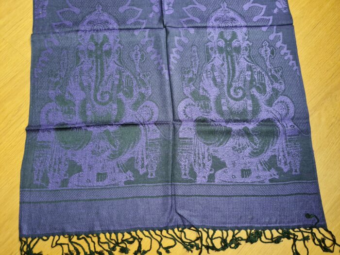 Echarpe indiana algodão com viscose estampa de Ganesha roxo