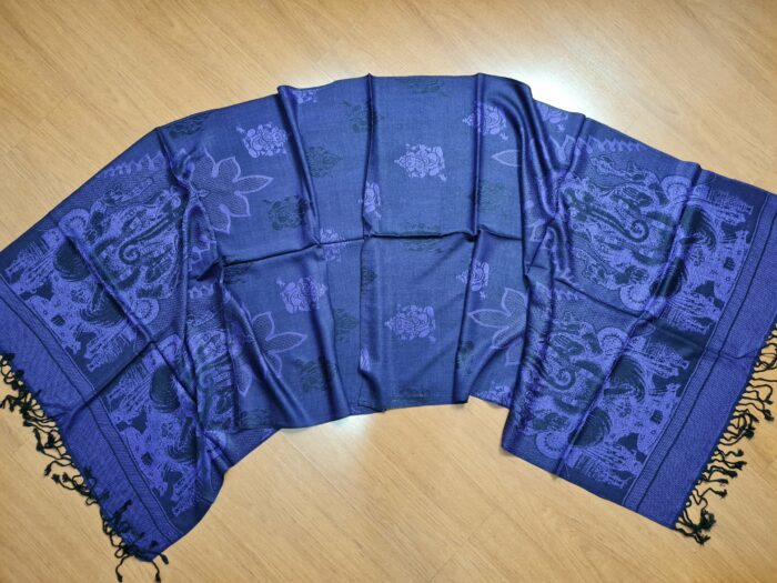 Echarpe indiana algodão com viscose estampa de Ganesha roxo