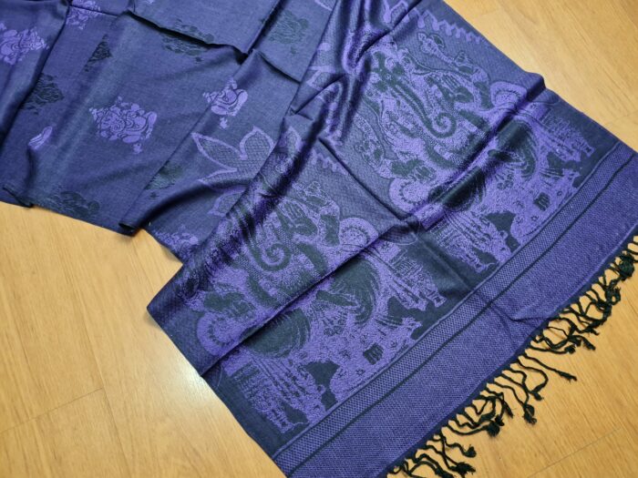Echarpe indiana algodão com viscose estampa de Ganesha roxo