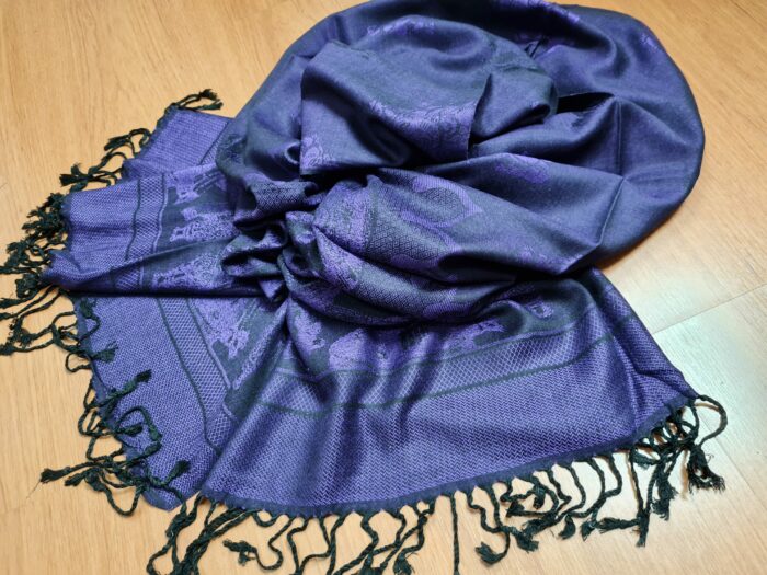 Echarpe indiana algodão com viscose estampa de Ganesha roxo