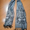 Echarpe indiana algodão com viscose estampa de Ganesha creme e preto