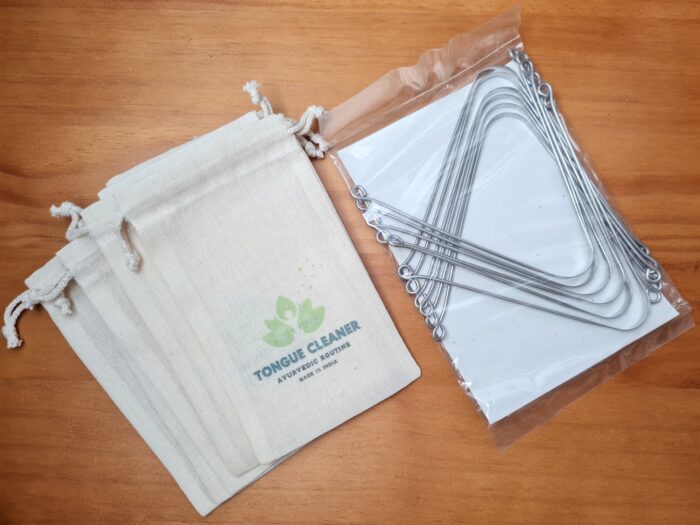 Kit 12 raspadores de aço inox ayurvedico acompanha saquinho de algodão