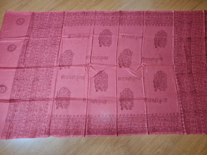 Chadar indiano (manto de oração) de Ganesha e mantras vermelho