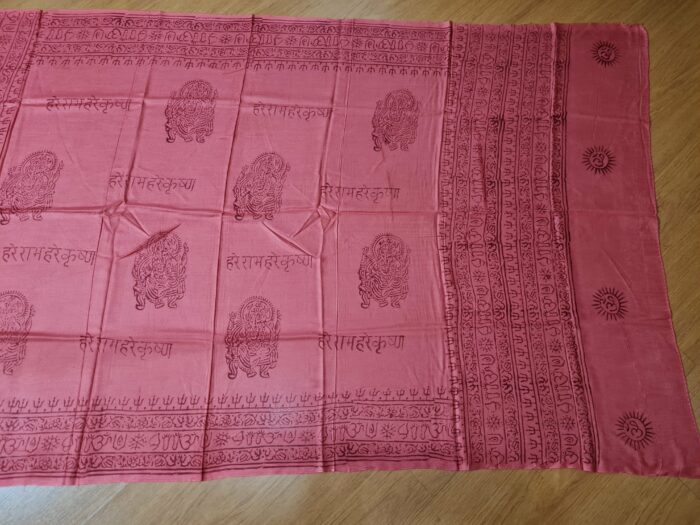 Chadar indiano (manto de oração) de Ganesha e mantras vermelho