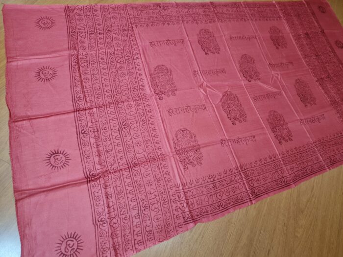 Chadar indiano (manto de oração) de Ganesha e mantras vermelho