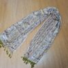 Echarpe indiana algodão com viscose dupla face estampa de elefantes bege e lilás com bege e marrom