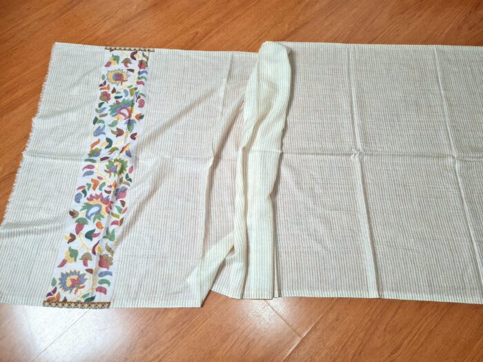 Pashimina indiana de cashmere estampa floral listrada amarela