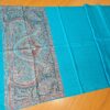 Pashimina indiana estampada de viscose com faixas estampadas paisley turquesa