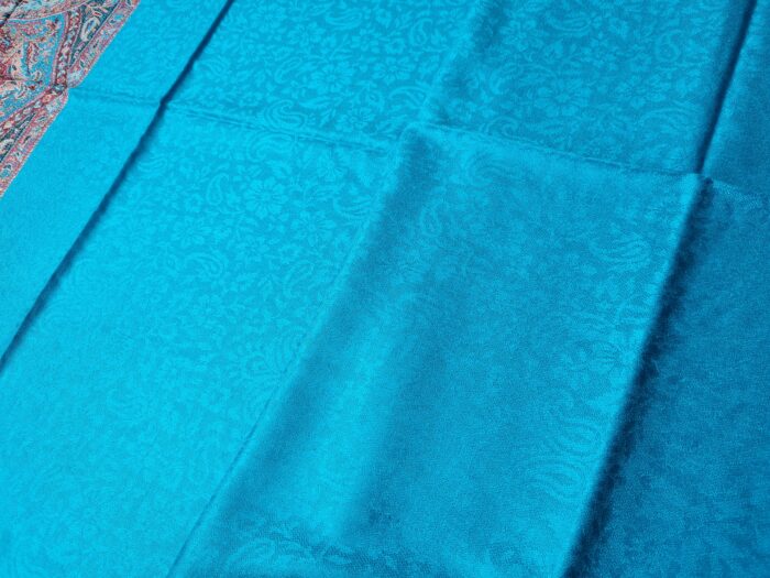 Pashimina indiana estampada de viscose com faixas estampadas paisley turquesa