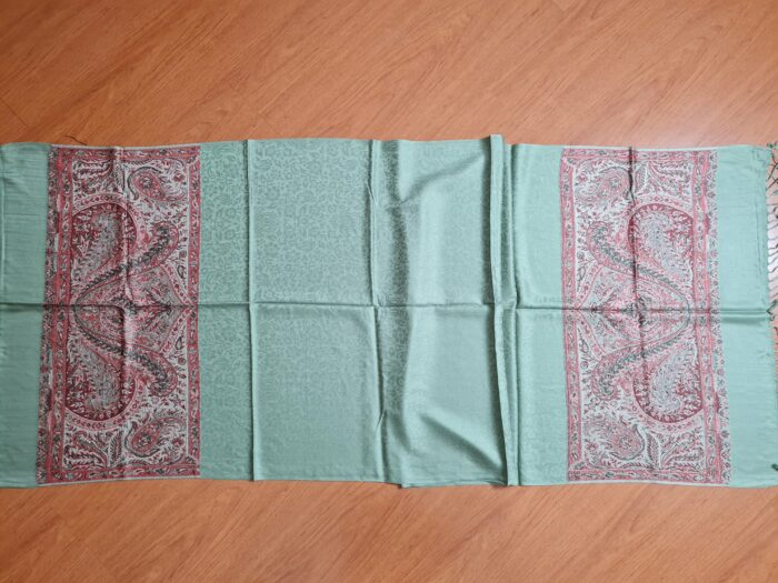 Pashimina indiana estampada de viscose com franjas verde