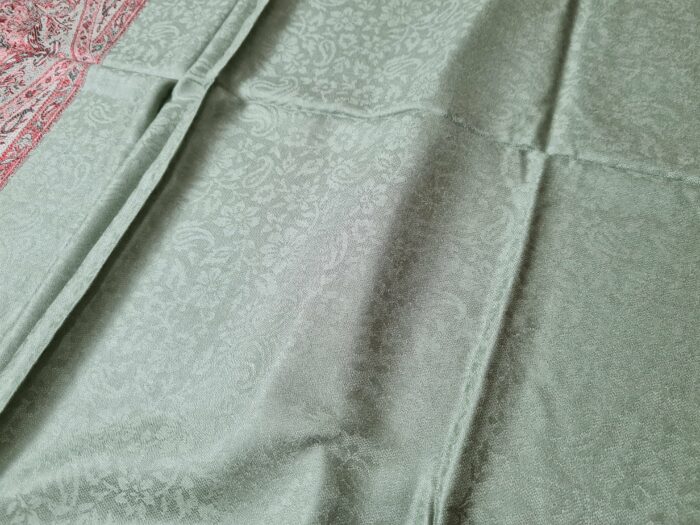 Pashimina indiana estampada de viscose com faixas estampadas paisley verde