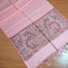 Pashimina indiana estampada de viscose com faixas estampadas paisley rosa