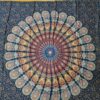 Panô indiano de algodão e viscose estampa de mandala marinho bege e coral 1,70m
