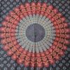 Canga indiana de algodão e viscose estampa de mandala marinho coral e lilás 1,70m
