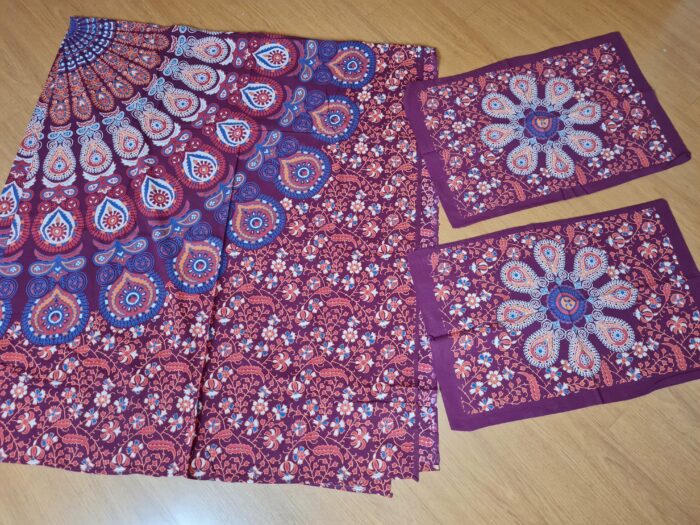 colcha de mandala indiana de algodão 2,40m cores quentes