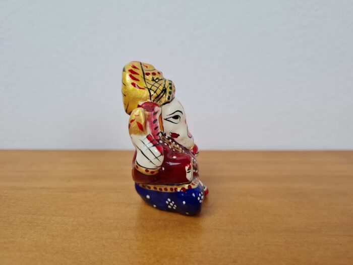 Ganesha de metal esmaltado com técnica Cloisonné branco e color 6cm