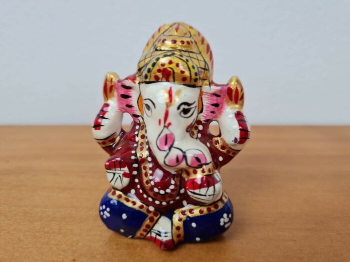 Ganesha de metal esmaltado com técnica Cloisonné branco e color 6cm