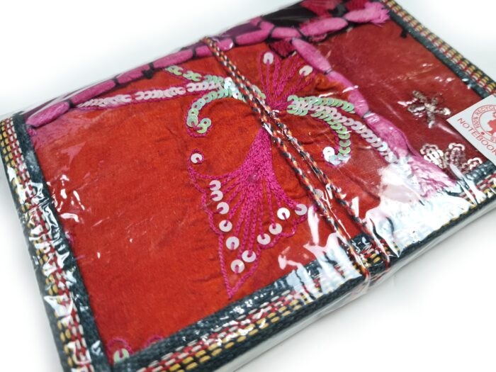 Kit com 4 cadernos indianos artesanais patchwork rosa