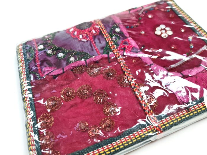 Kit com 4 cadernos indianos artesanais patchwork rosa