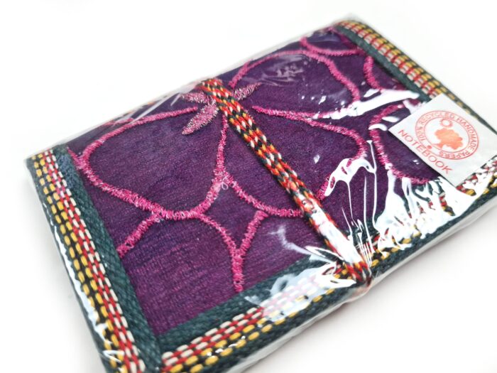 Kit com 4 cadernos indianos artesanais patchwork rosa