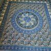 Colcha indiana ou painel decorativo Mandala preto creme e azul (2,40m x 2,10m)