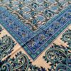 Colcha indiana ou painel decorativo Mandala preto creme e azul (2,40m x 2,10m)