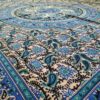 Colcha indiana ou painel decorativo Mandala preto creme e azul (2,40m x 2,10m)
