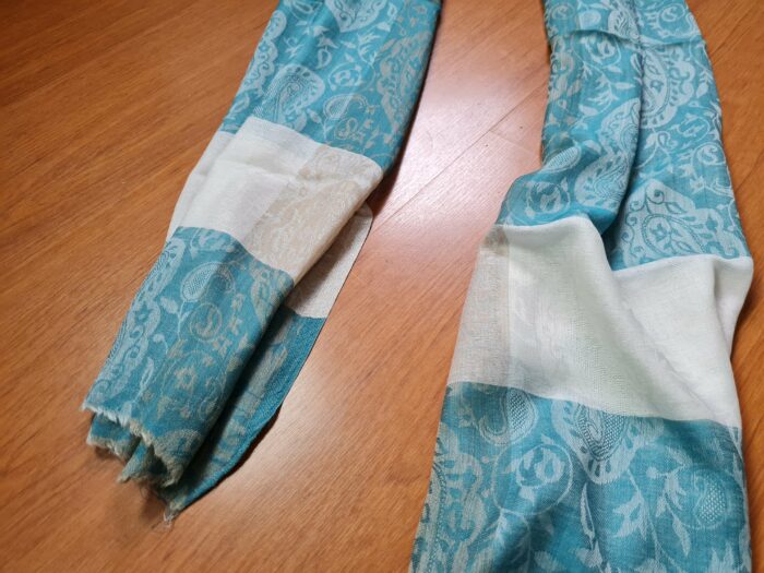 Pashimina indiana de cashmere estampa paisleys turquesa queimado