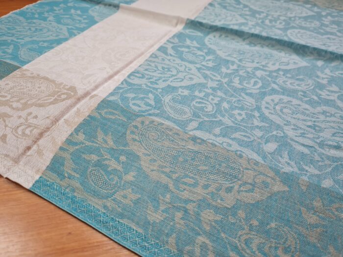Pashimina indiana de cashmere estampa paisleys turquesa queimado