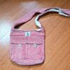 bolsa HEMP 100% cru com vermelho, fabricado no Himalaia