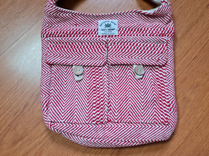 Bolsa indiana 100% Hemp fibra natural com alça longa vermelha