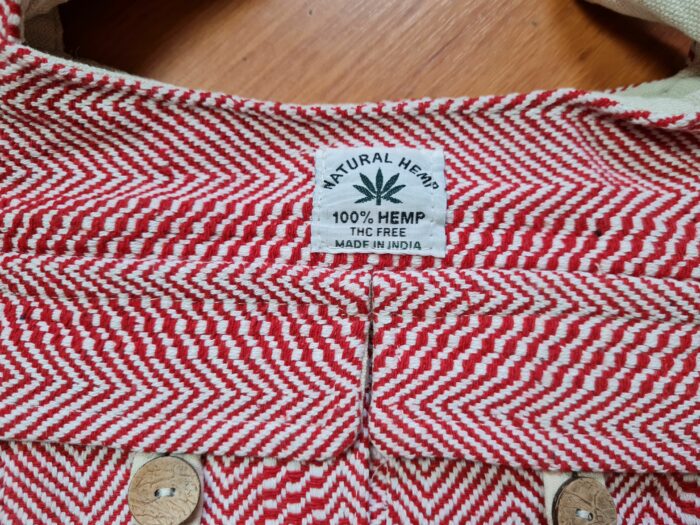 Bolsa indiana 100% Hemp fibra natural com alça longa vermelha