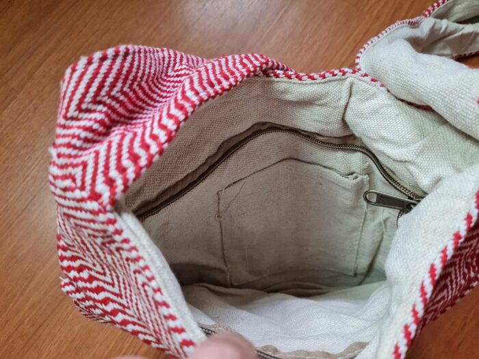 Bolsa indiana 100% Hemp fibra natural com alça longa vermelha