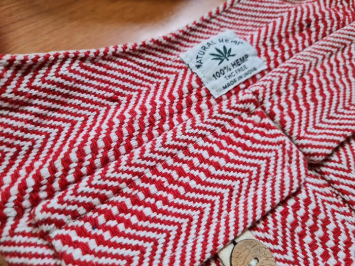 Bolsa indiana 100% Hemp fibra natural com alça longa vermelha