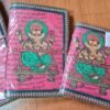 Kit com 3 cadernos indianos artesanais estampa de Ganesha rosa