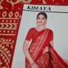 Sari indiano viscose com estampa arabescos e floral vermelho