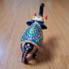 Elefante de metal esmaltado com técnica cloisonné 13cm marinho e color