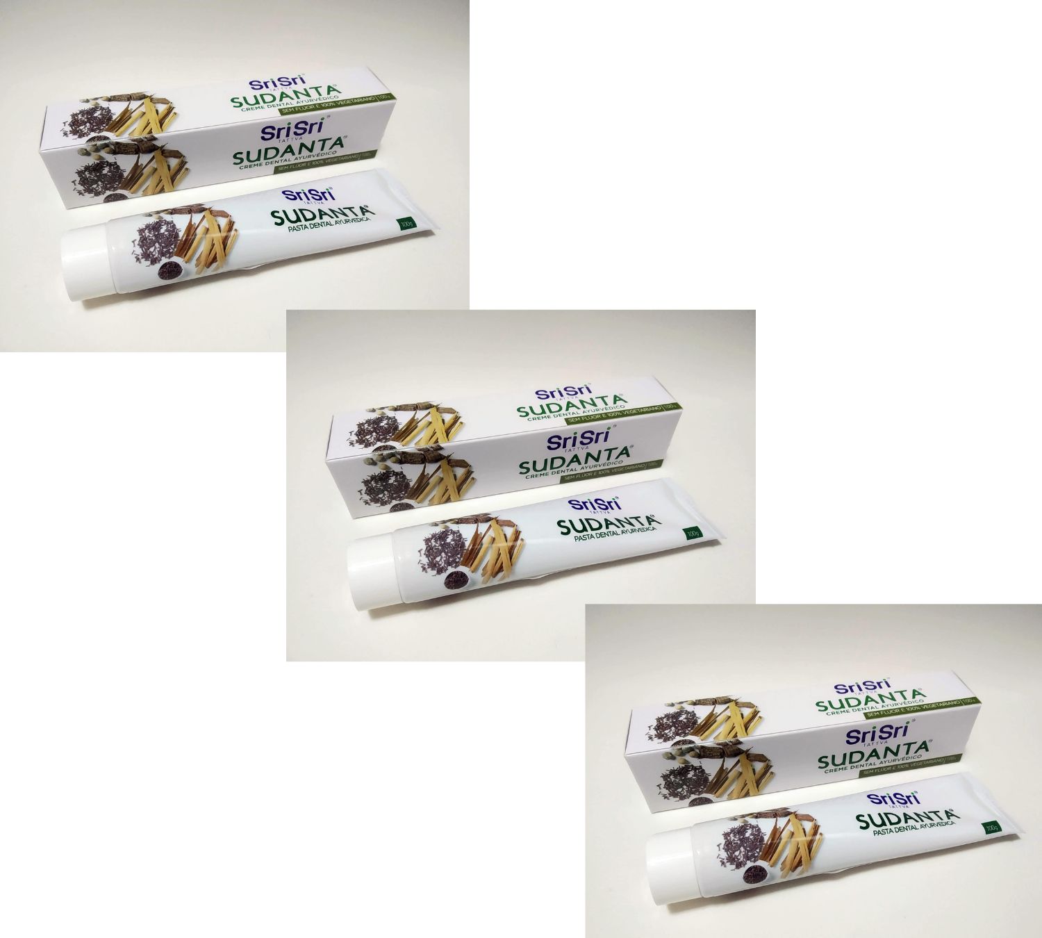 Kit com 3 pastas Sudanta sem fluor 100g cada