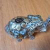 Elefante indiano de metal prateado mosaico de pedras naturais 12cm