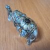 Elefante indiano de metal prateado mosaico de pedras naturais 12cm